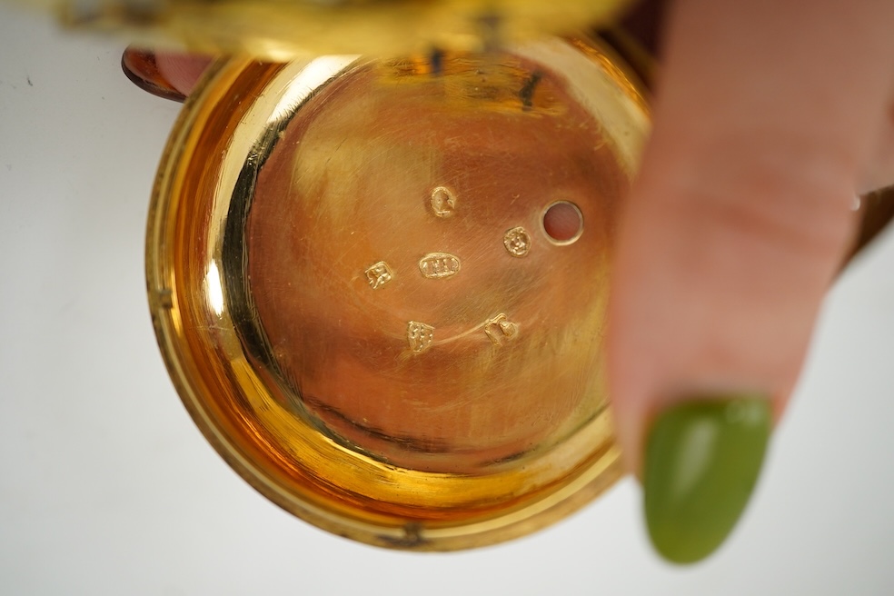 A George III silver gilt pair cased rack lever keywind pocket watch by P. Litherland & Co, Liverpool, with Roman dial and subsidiary seconds (hand missing)